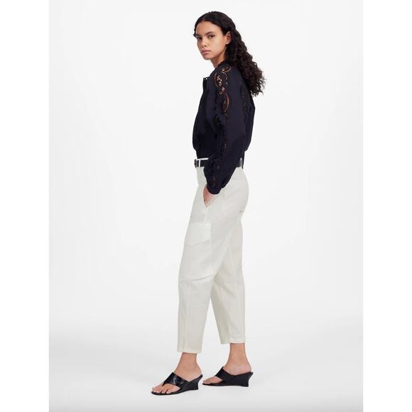 Madewell The Barrel Leg Utility Pant Garment Dyed Twill White Cargo US 6 NWT - Picture 4 of 14